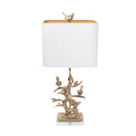 29"H Gilded Silver Bird on Branch - Couture Lamps