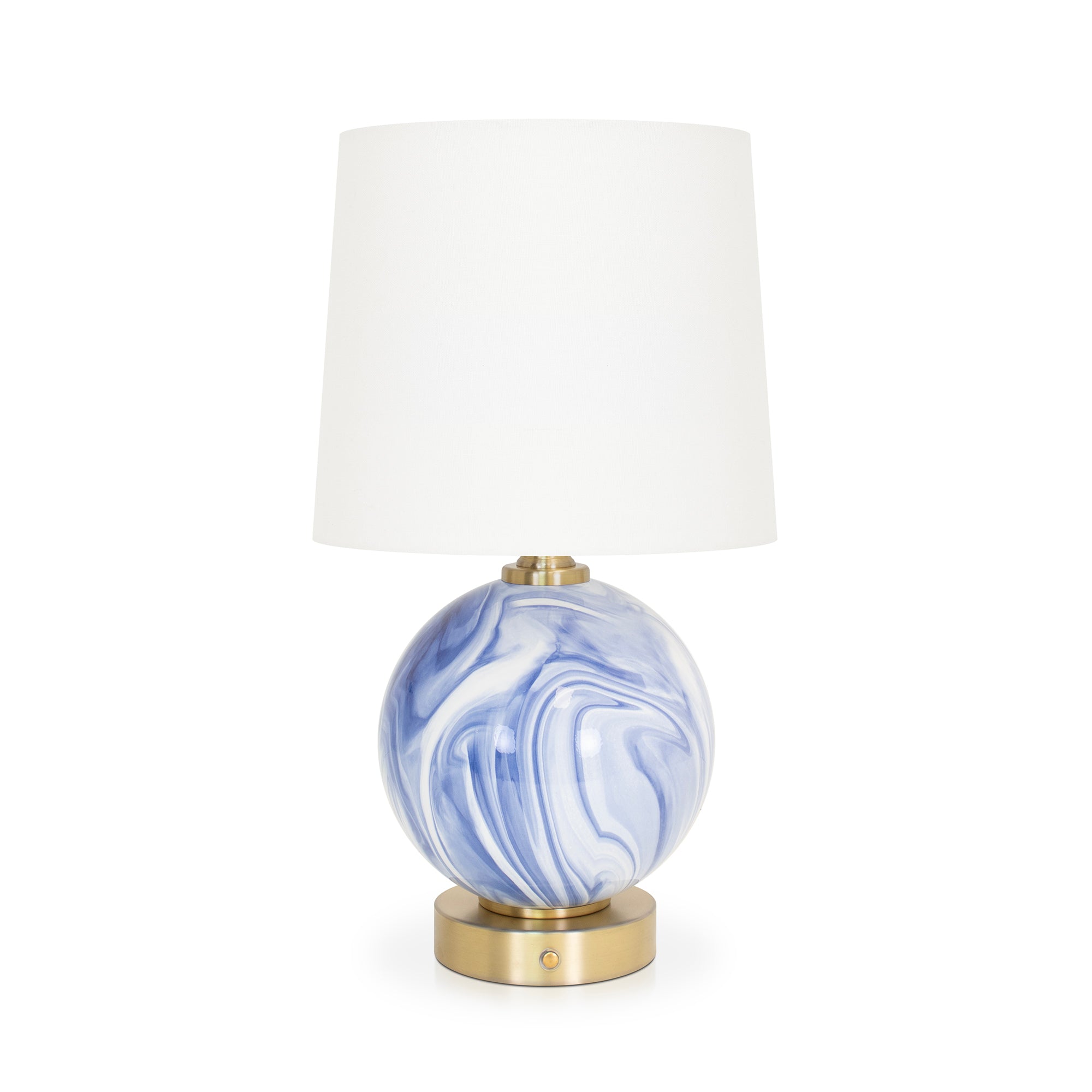 Blue and White Sphere Rechargeable Lamp - Couture Lamps