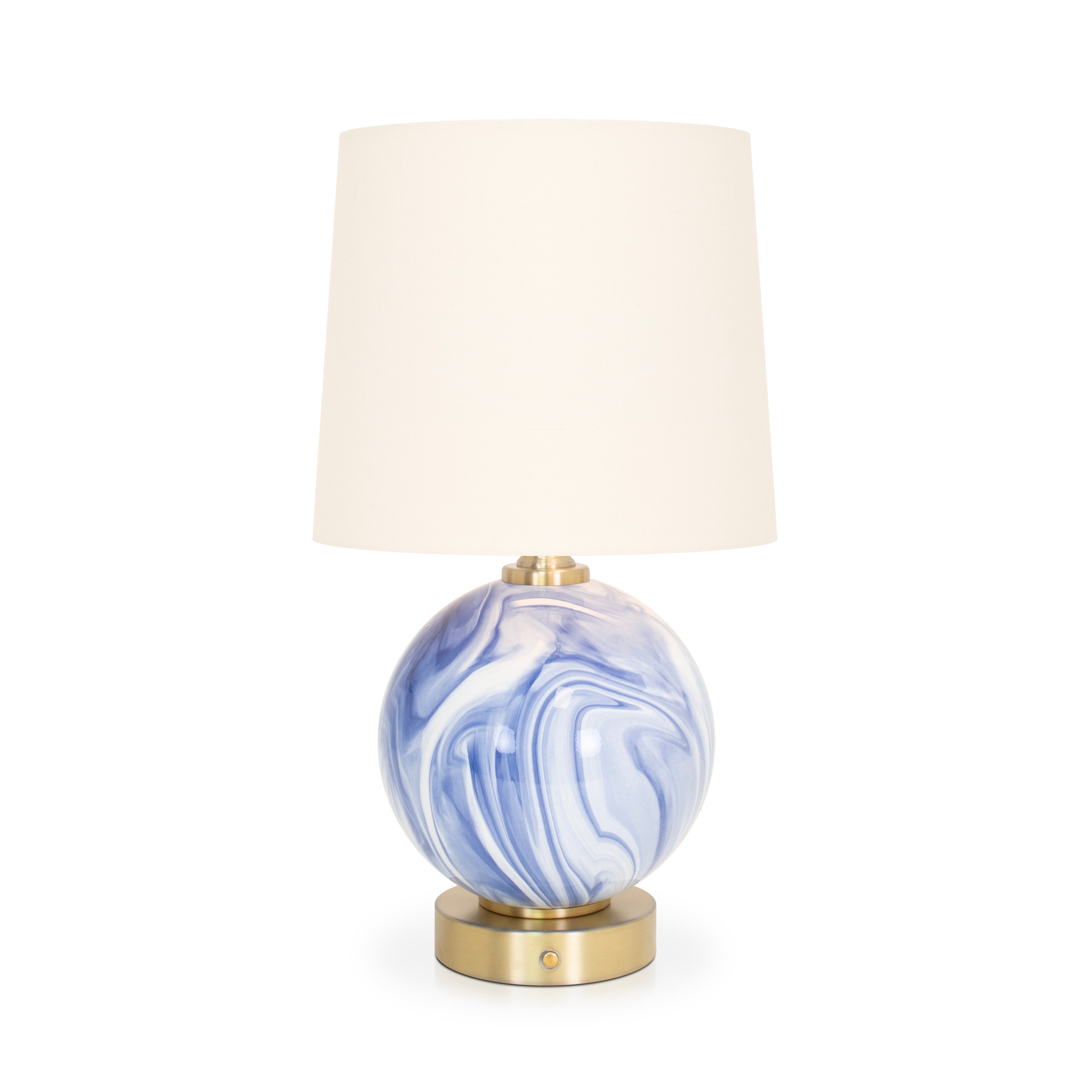 Blue and White Sphere Rechargeable Lamp - Couture Lamps