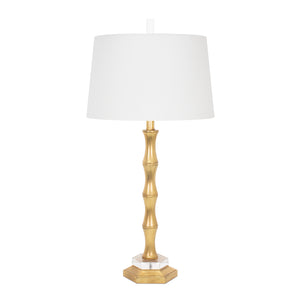 Gold Moso Table Lamp with Casual Linen Shade - Couture Lamps