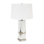 White and Silver Drape Table lamp- with 14x16x10 soft silver lined shade - Couture Lamps